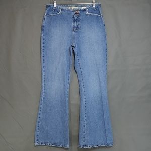 Faded Glory Flare Vintage Women's Size 10 Blue Faded Mid Rise Frayed Pockets